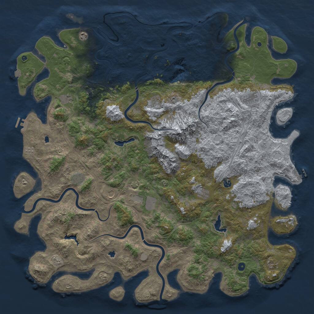 Rust Map: Procedural Map, Size: 6000, Seed: 7712, 17 Monuments