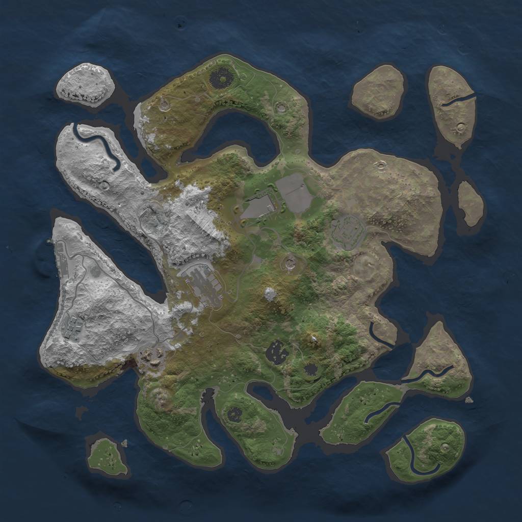 Rust Map: Procedural Map, Size: 3500, Seed: 3826403, 10 Monuments