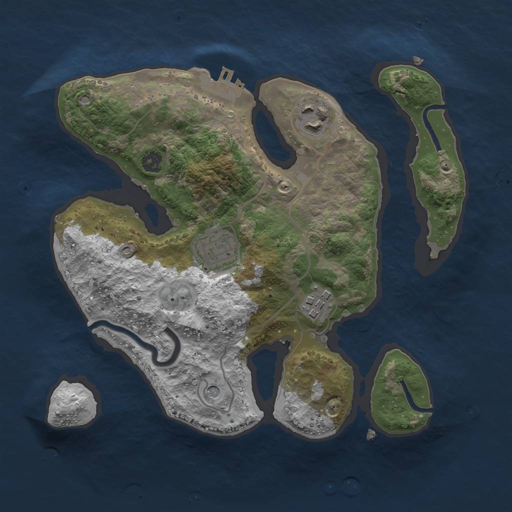 Rust Map: Procedural Map, Size: 2500, Seed: 1304924407, 7 Monuments