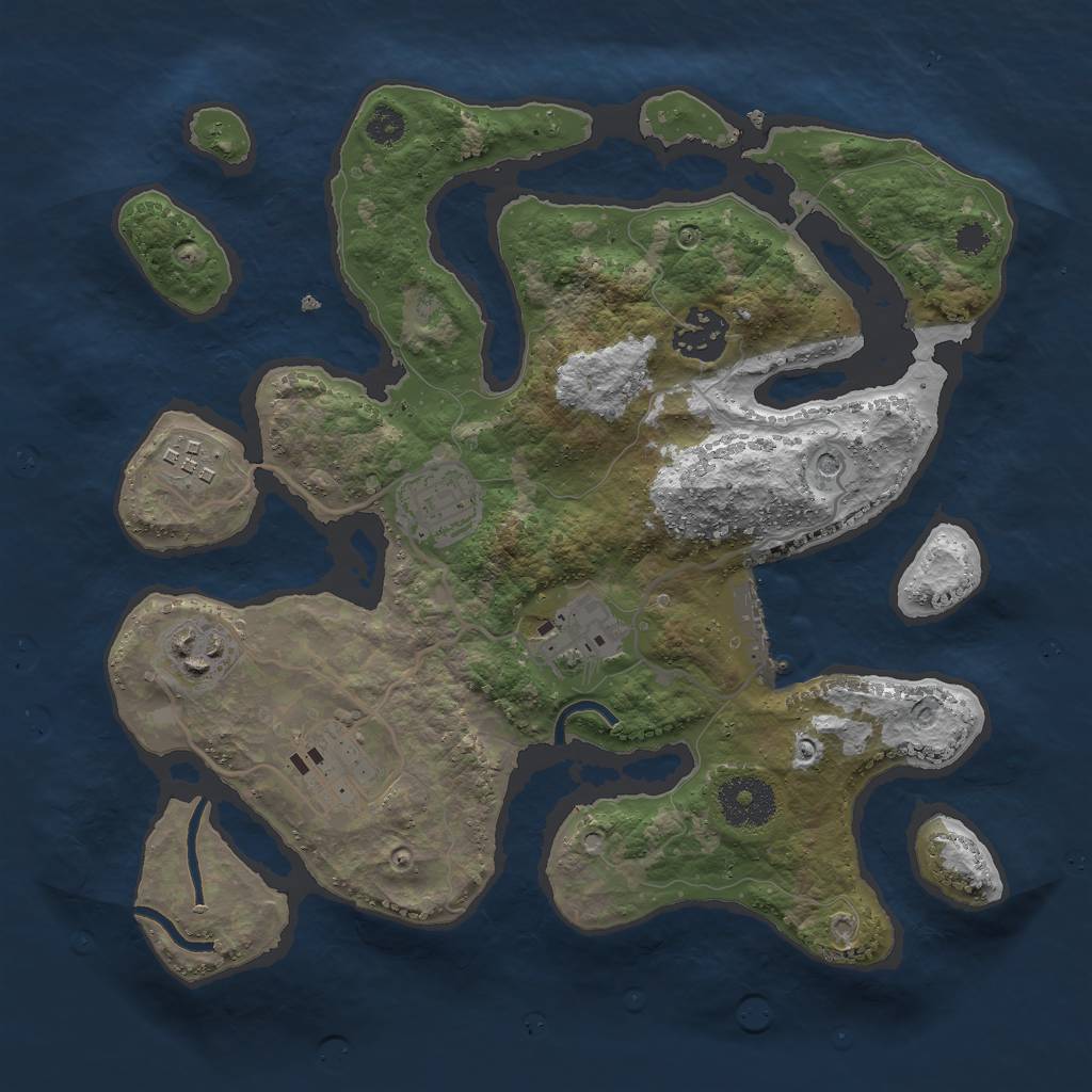 Rust Map: Procedural Map, Size: 3000, Seed: 16221837, 10 Monuments