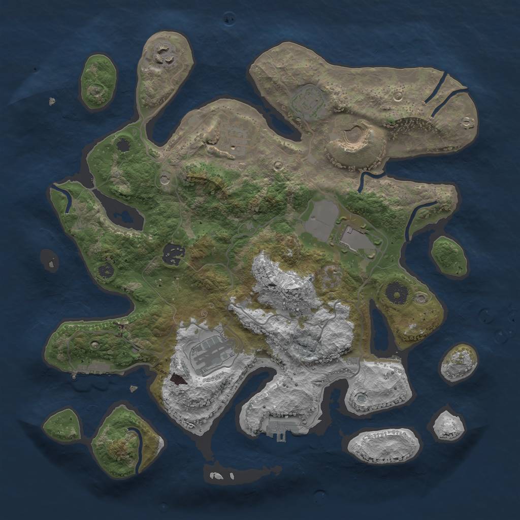 Rust Map: Procedural Map, Size: 3500, Seed: 324769949, 12 Monuments