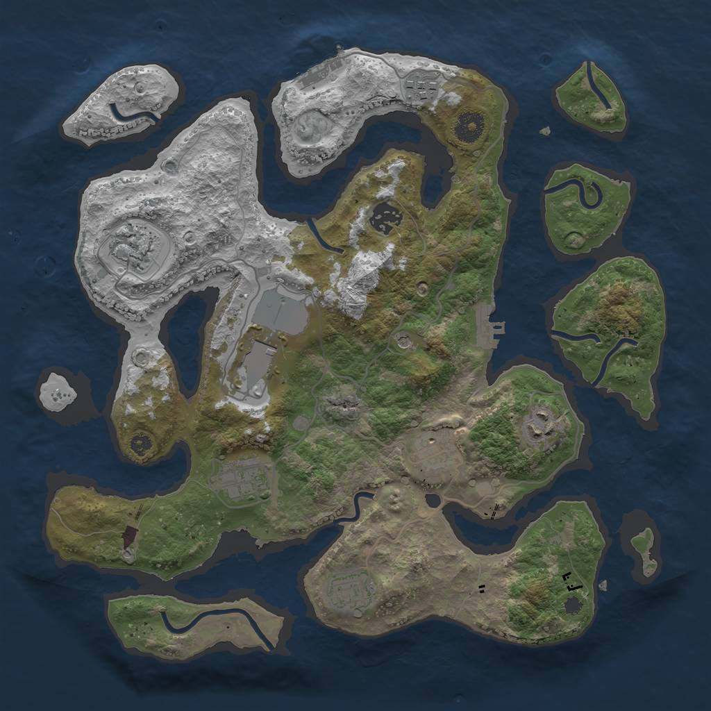 Rust Map: Procedural Map, Size: 3500, Seed: 647274648, 13 Monuments