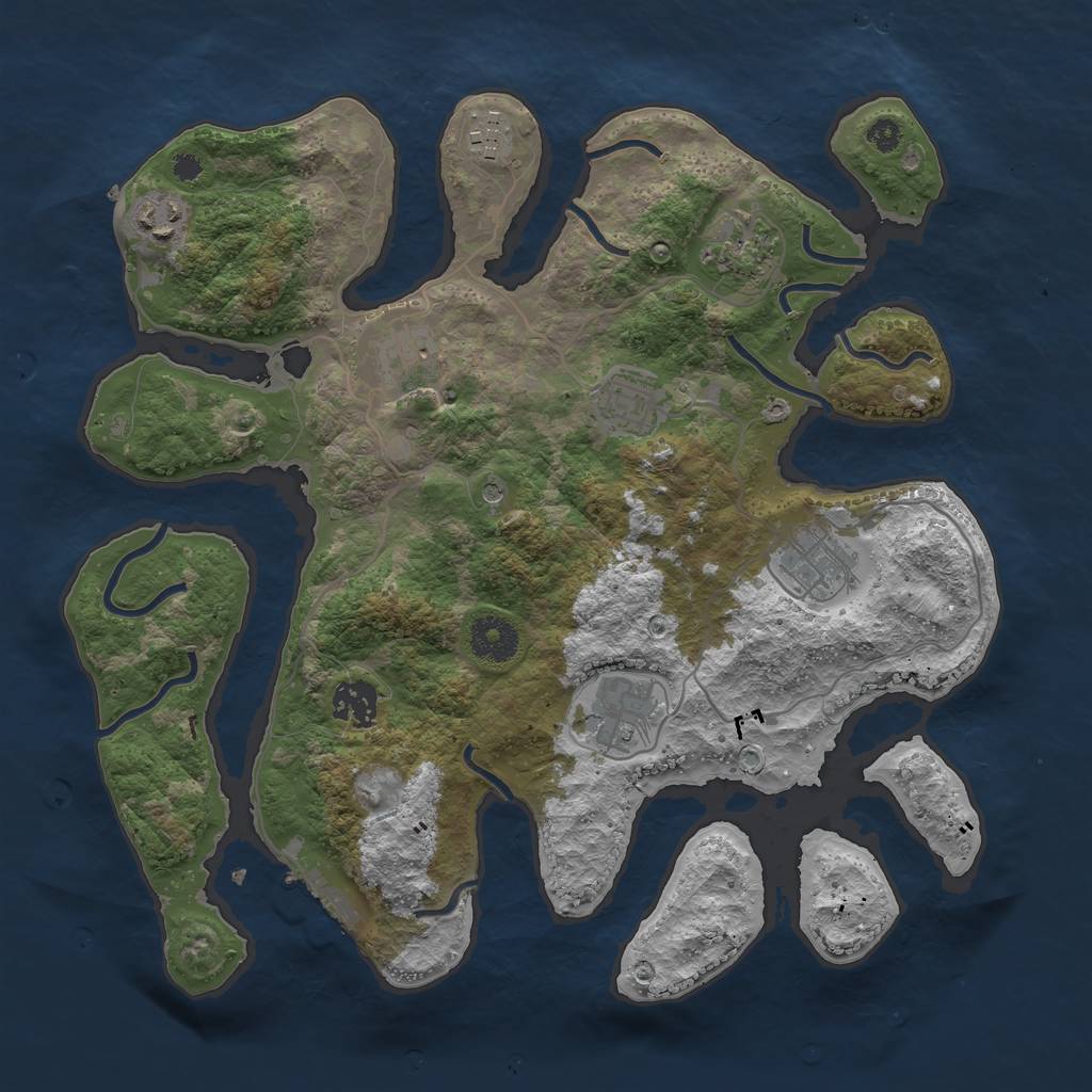 Rust Map: Procedural Map, Size: 3450, Seed: 20, 12 Monuments