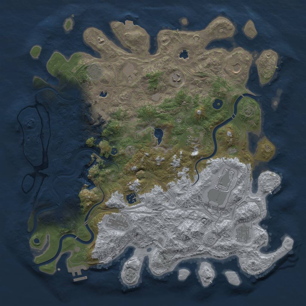 Rust Map: Procedural Map, Size: 4500, Seed: 1683593304, 16 Monuments