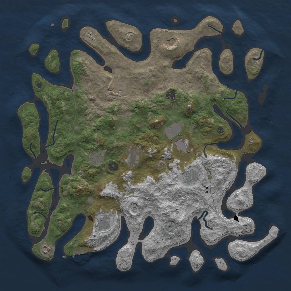 Rust Map: Procedural Map, Size: 4500, Seed: 1683593304, 14 Monuments