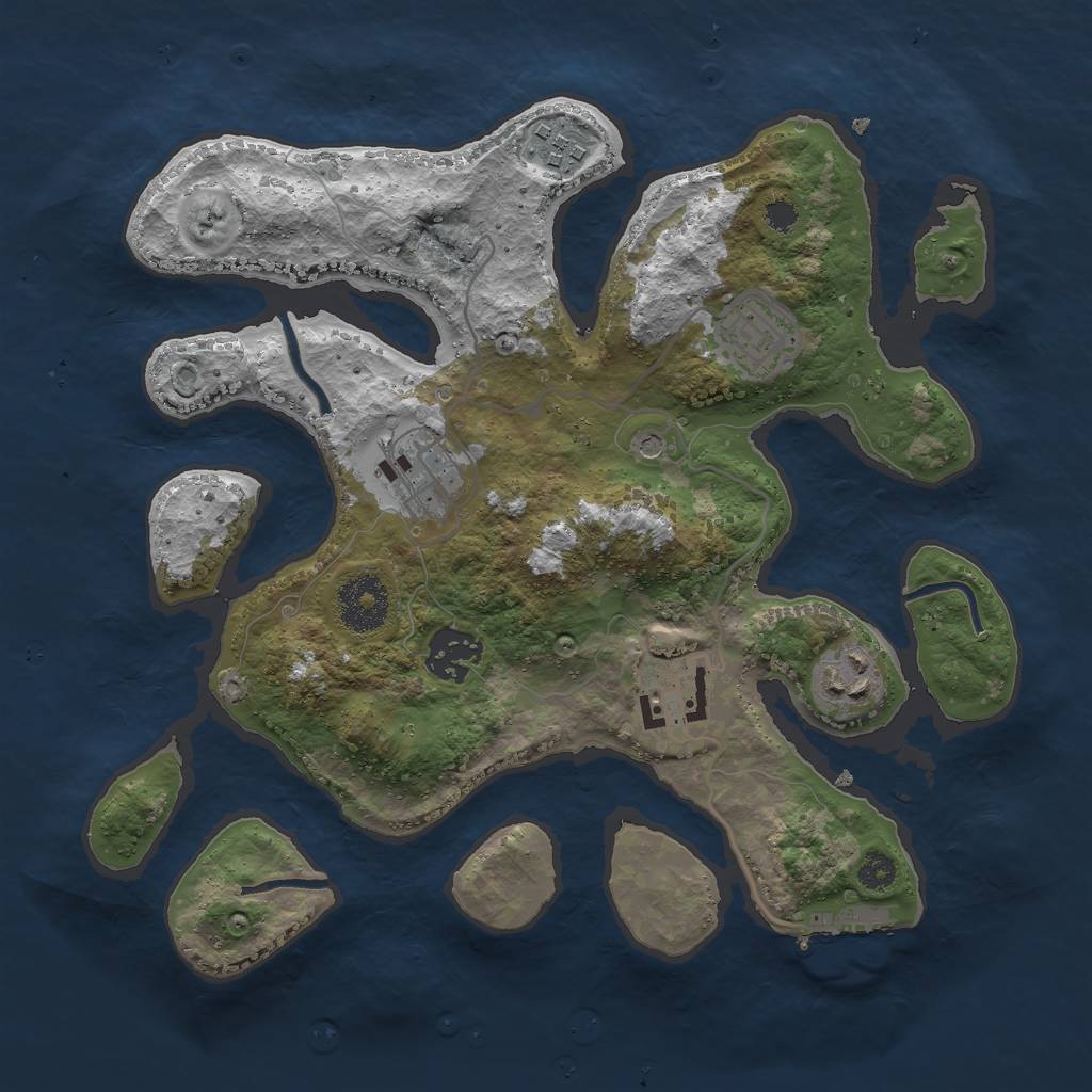 Rust Map: Procedural Map, Size: 3000, Seed: 2113983766, 10 Monuments