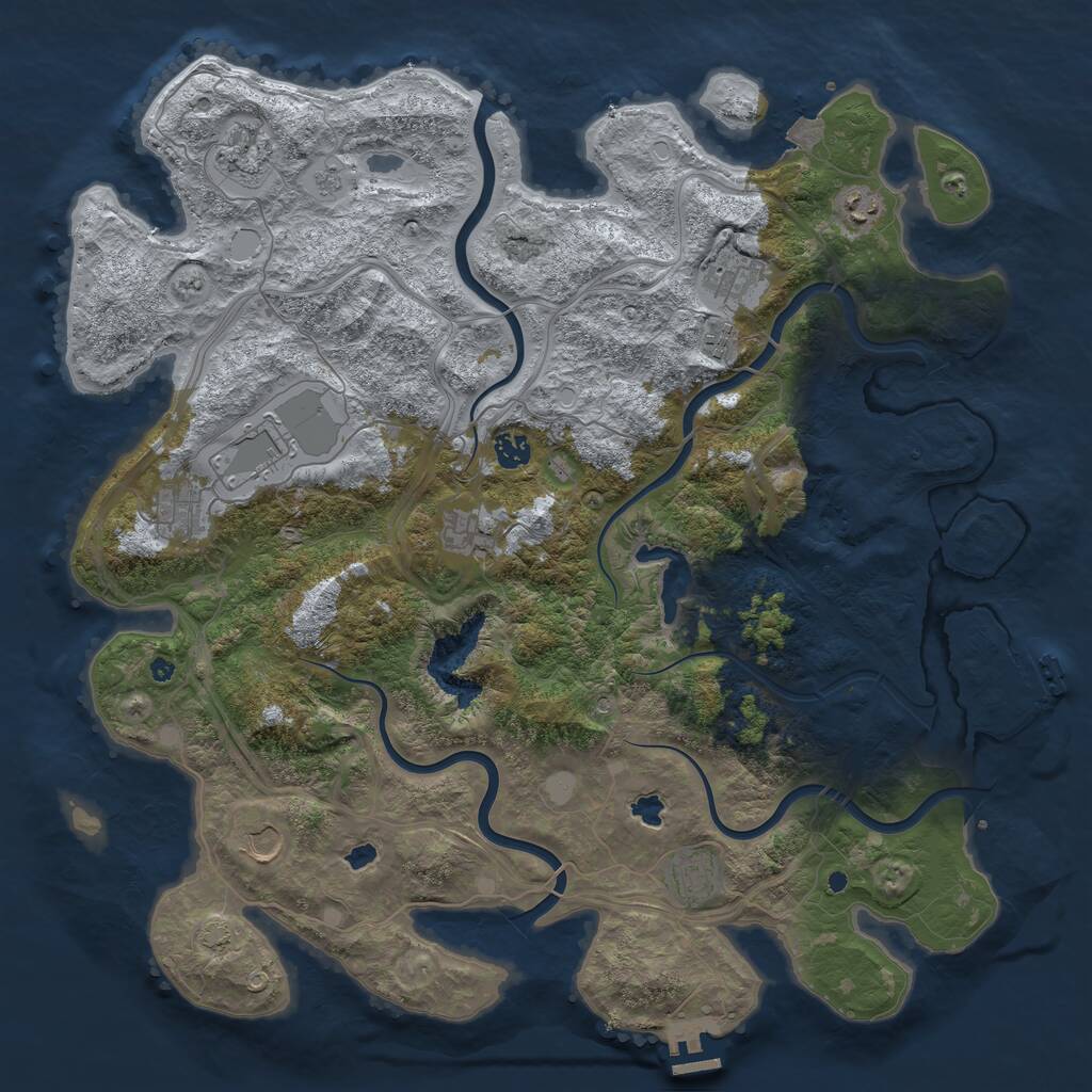 Rust Map: Procedural Map, Size: 4500, Seed: 563349366, 16 Monuments