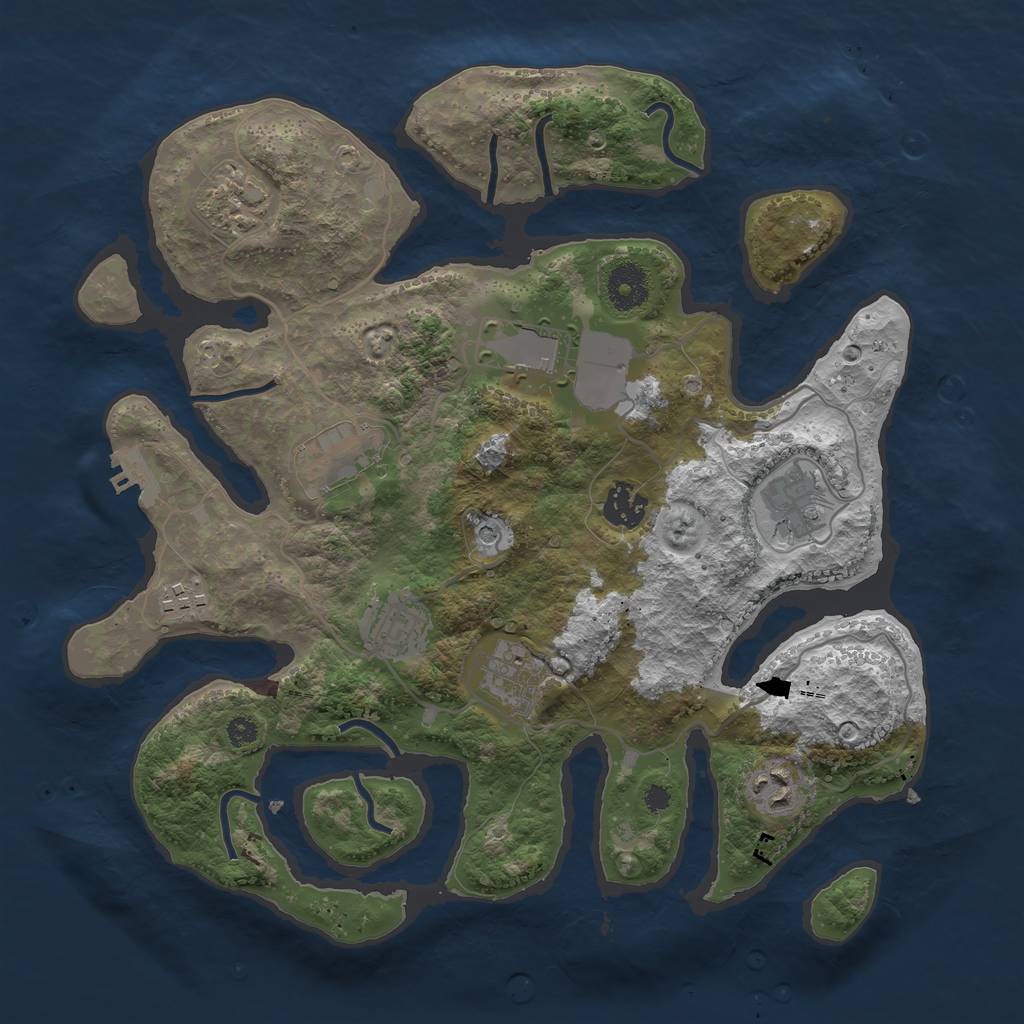 Rust Map: Procedural Map, Size: 3500, Seed: 1265024293, 13 Monuments