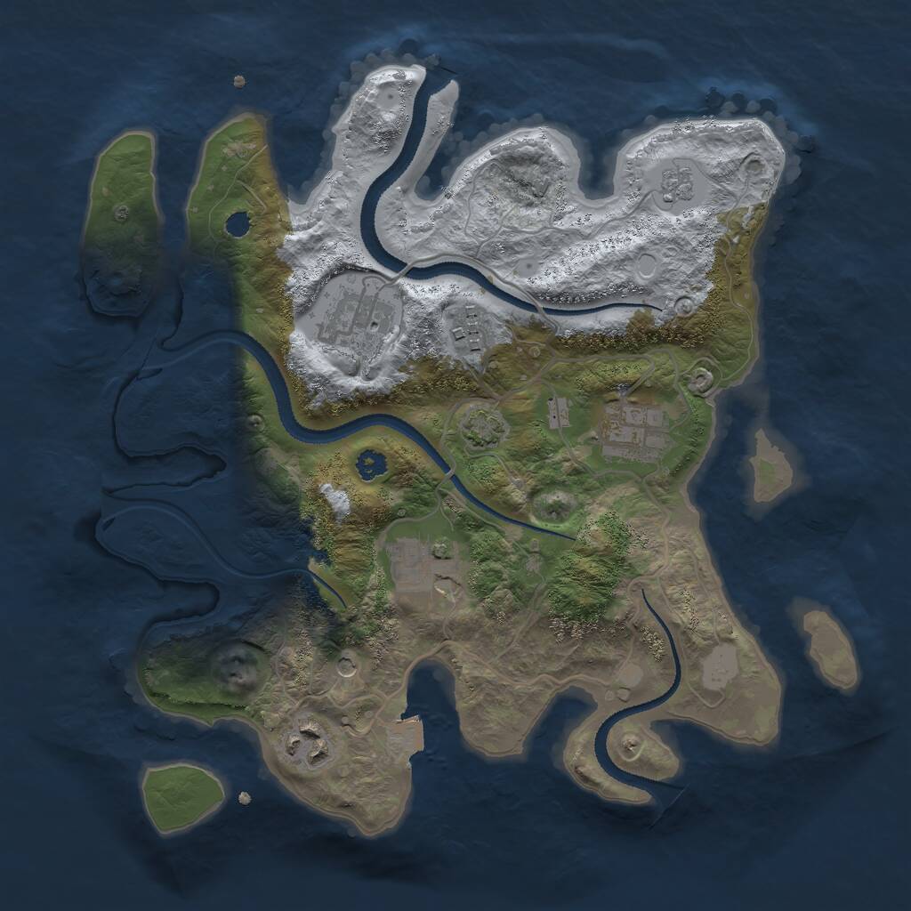 Rust Map: Procedural Map, Size: 3000, Seed: 48431, 9 Monuments
