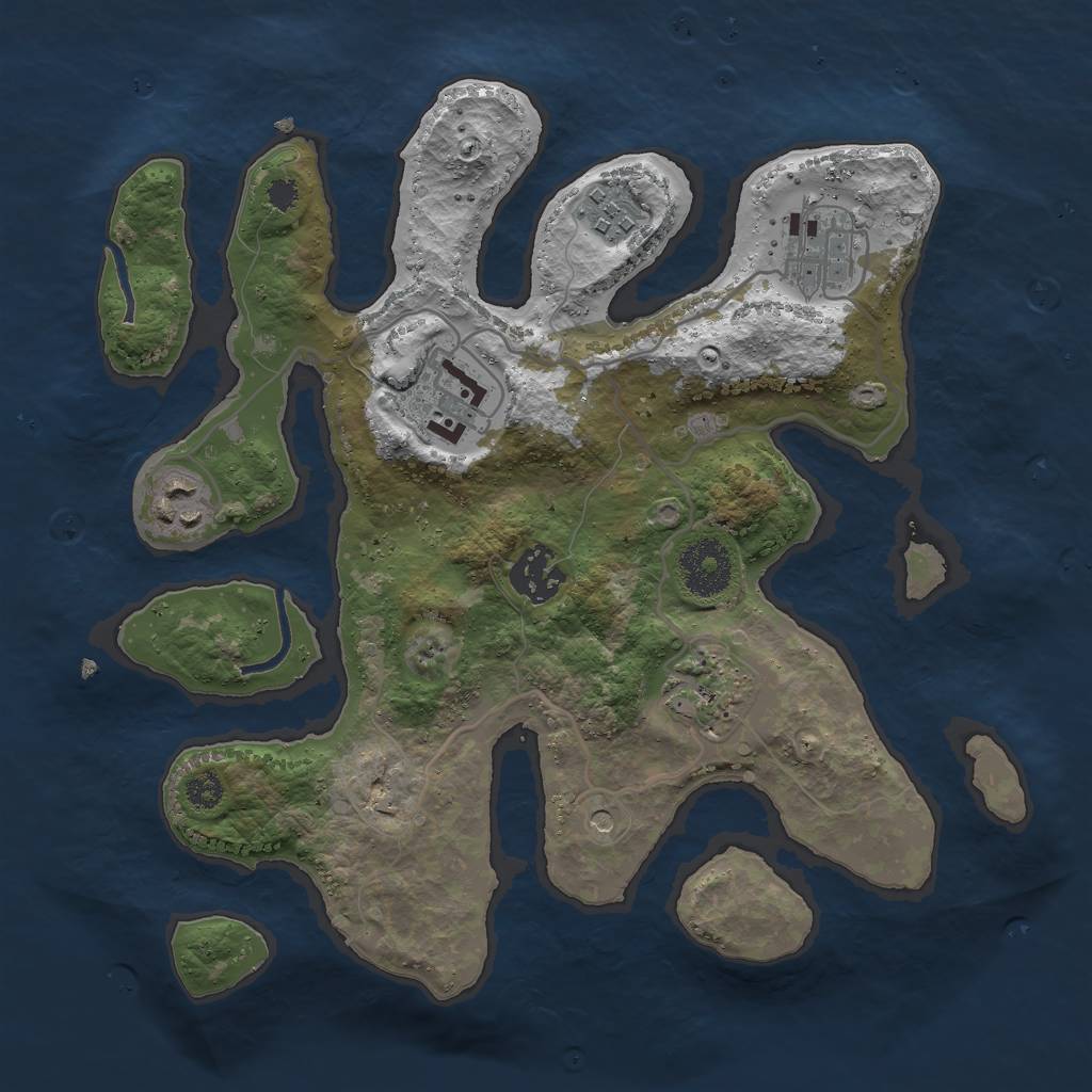 Rust Map: Procedural Map, Size: 3000, Seed: 48431, 9 Monuments