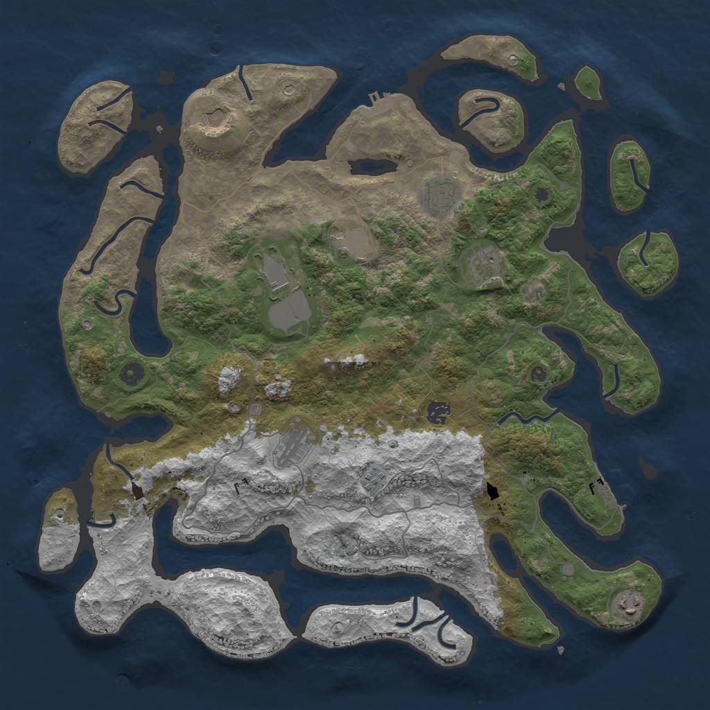 Rust Map: Procedural Map, Size: 4500, Seed: 1235321, 14 Monuments