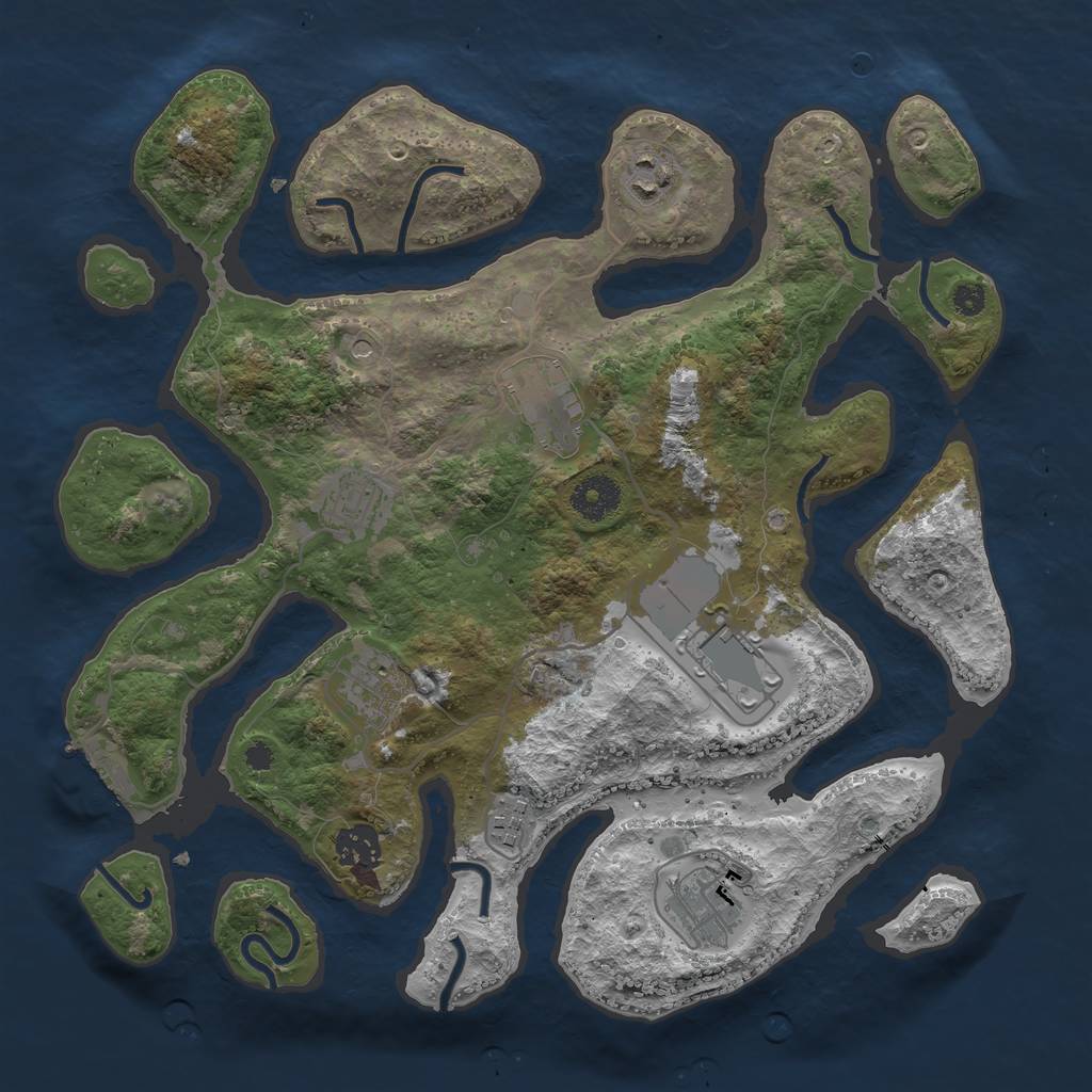 Rust Map: Procedural Map, Size: 3500, Seed: 209320754, 12 Monuments