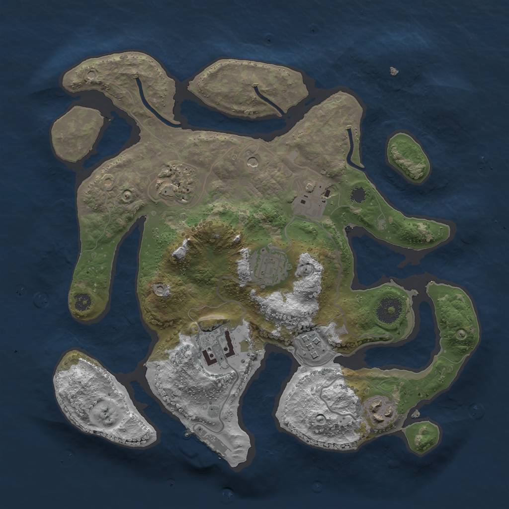 Rust Map: Procedural Map, Size: 3000, Seed: 1552994413, 10 Monuments