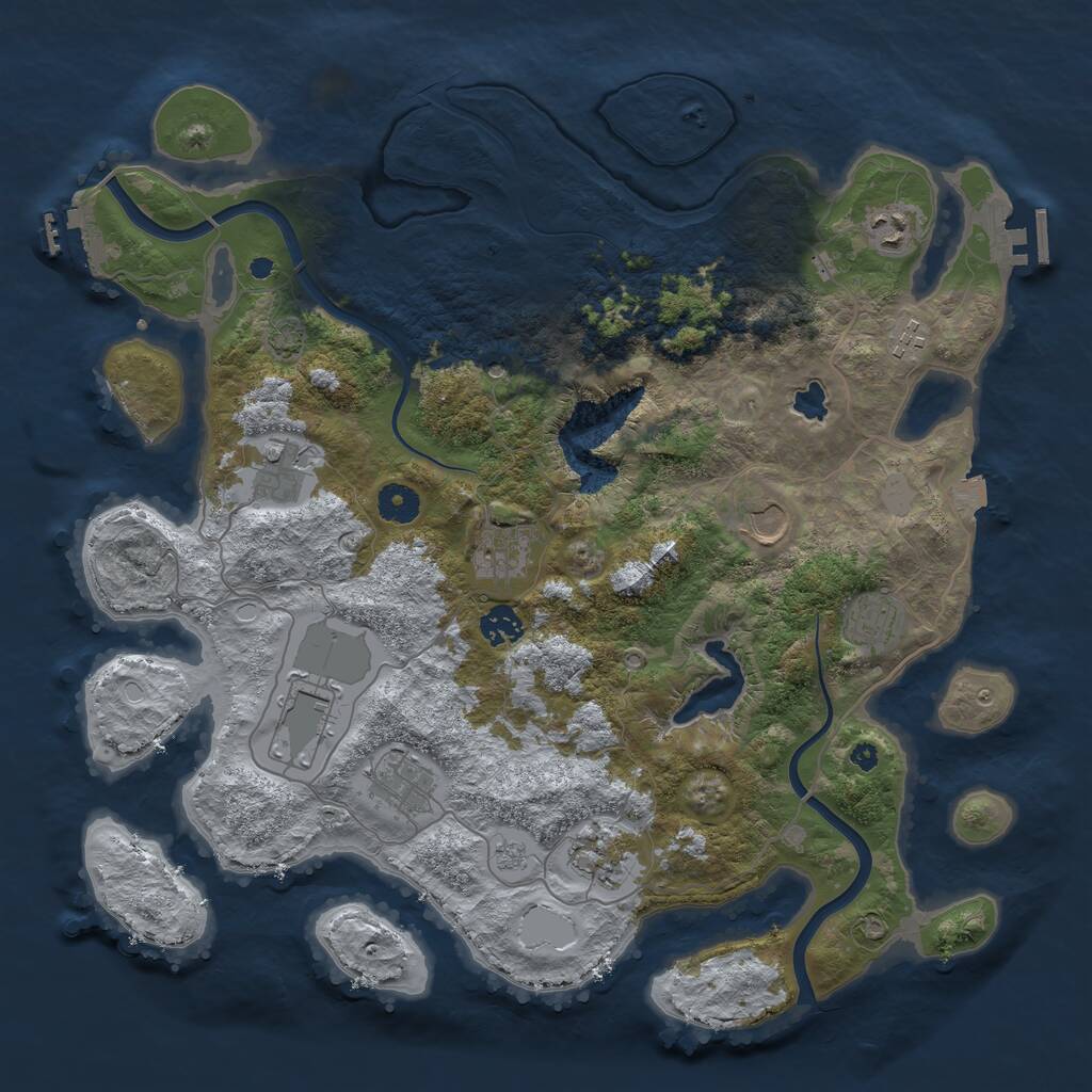 Rust Map: Procedural Map, Size: 4000, Seed: 2042912759, 16 Monuments