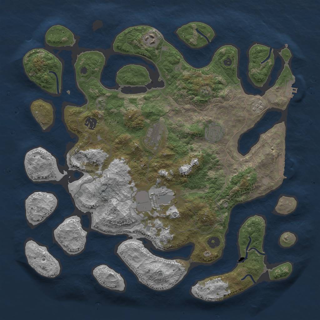 Rust Map: Procedural Map, Size: 4000, Seed: 2042912759, 11 Monuments