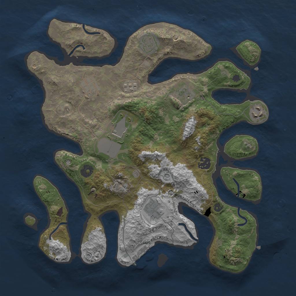 Rust Map: Procedural Map, Size: 3500, Seed: 27000, 12 Monuments