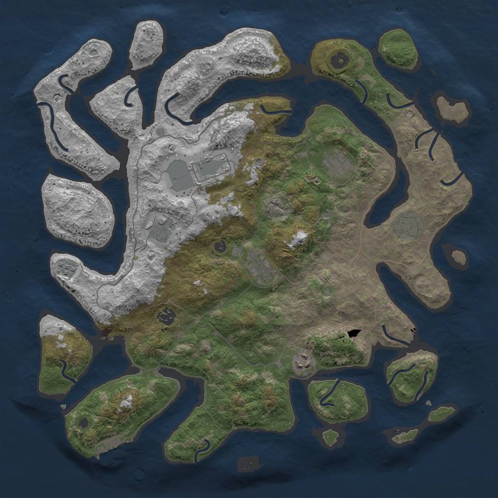 Rust Map: Procedural Map, Size: 4300, Seed: 1057568703, 12 Monuments