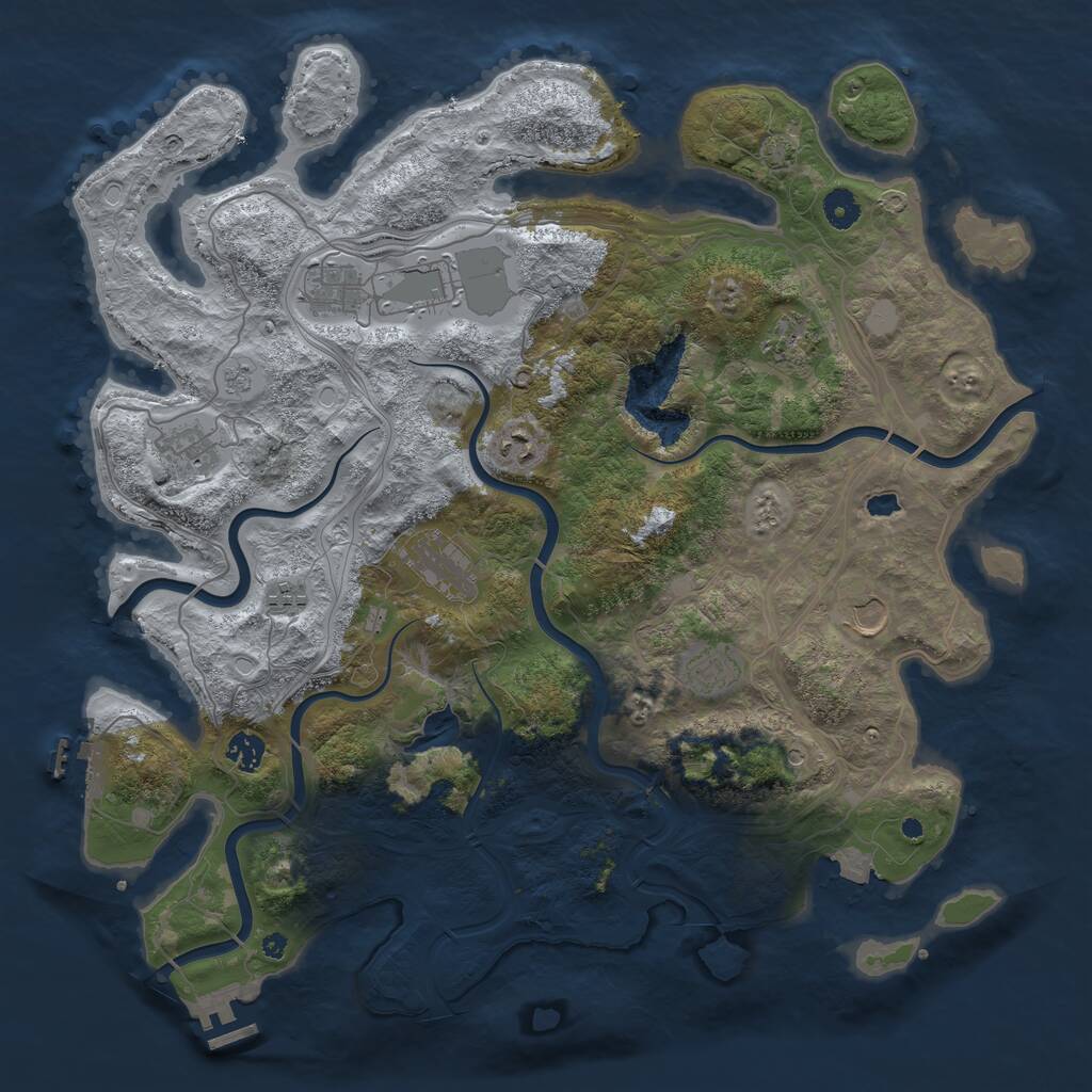 Rust Map: Procedural Map, Size: 4300, Seed: 1057568703, 16 Monuments