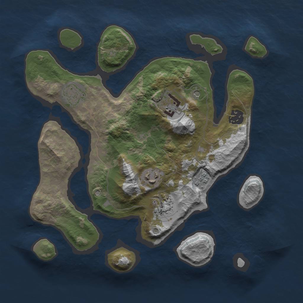 Rust Map: Barren, Size: 3000, Seed: 150000, 9 Monuments