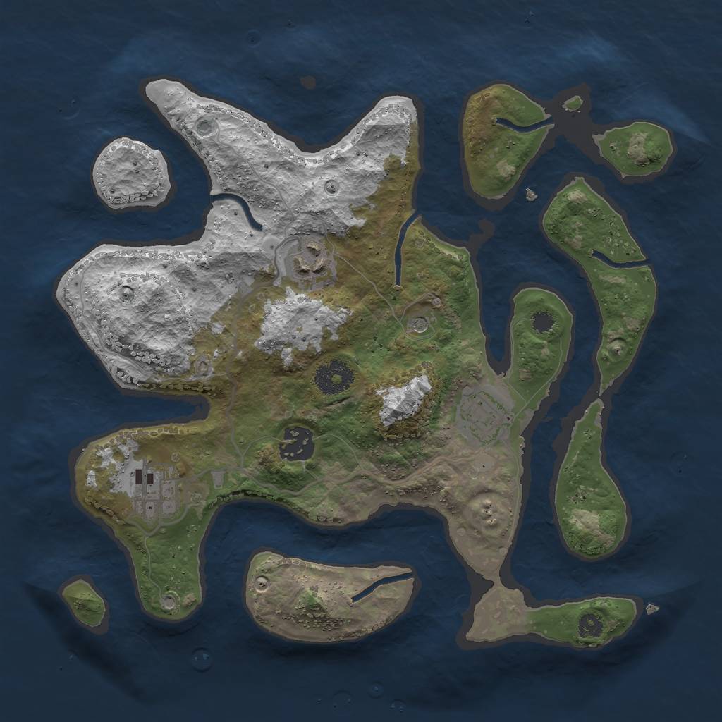 Rust Map: Procedural Map, Size: 3000, Seed: 347294333, 7 Monuments