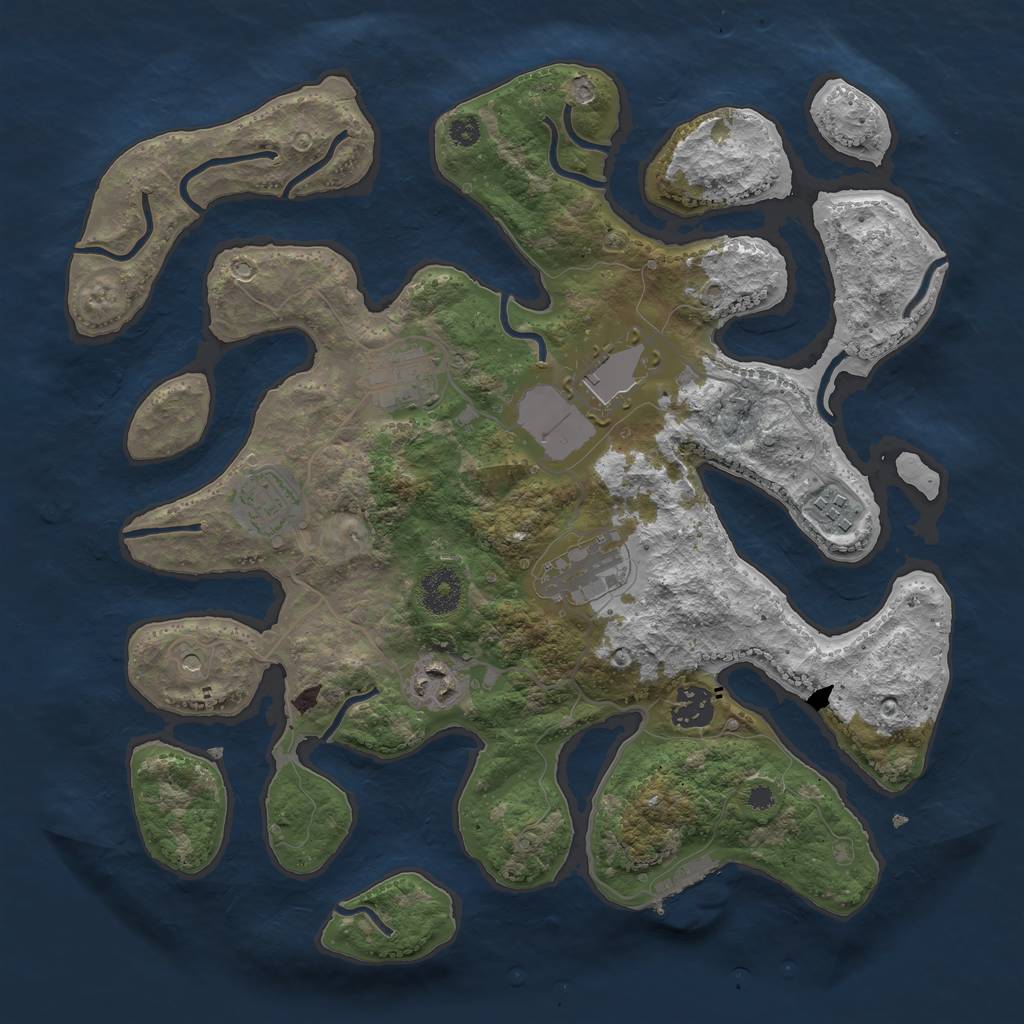 Rust Map: Procedural Map, Size: 3500, Seed: 45689088, 11 Monuments