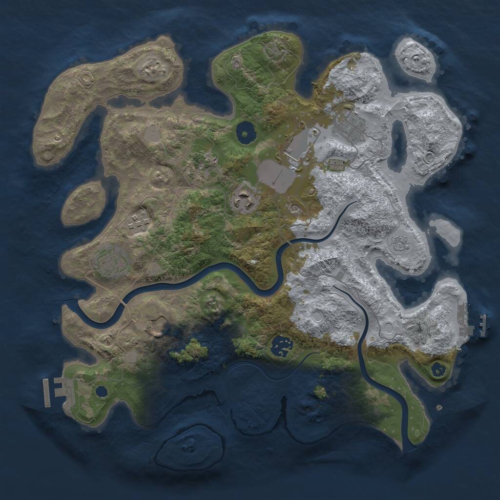 Rust Map: Procedural Map, Size: 3500, Seed: 45689088, 14 Monuments