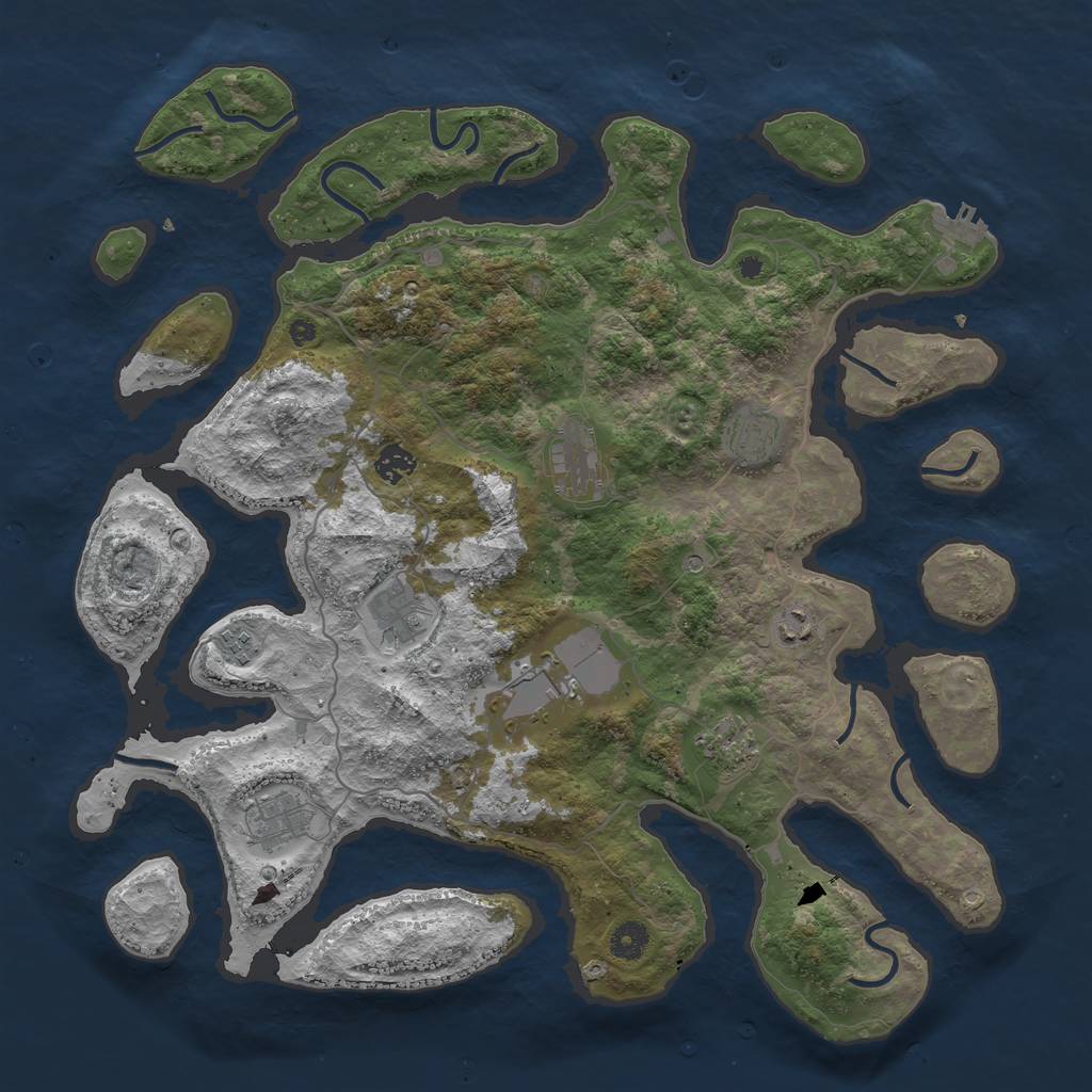 Rust Map: Procedural Map, Size: 4250, Seed: 95627542, 13 Monuments