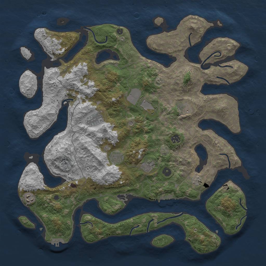 Rust Map: Procedural Map, Size: 4500, Seed: 314933, 13 Monuments