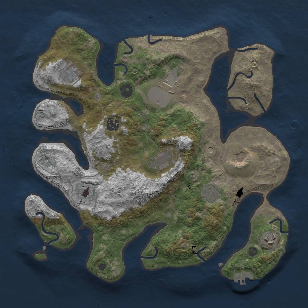 Rust Map: Procedural Map, Size: 3500, Seed: 611461257, 12 Monuments