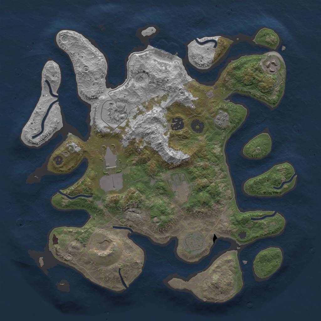 Rust Map: Procedural Map, Size: 3600, Seed: 893500570, 12 Monuments