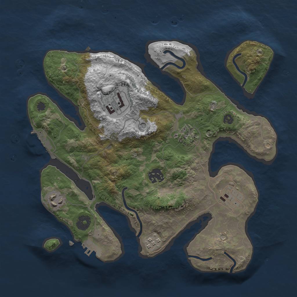 Rust Map: Procedural Map, Size: 3000, Seed: 683531610, 11 Monuments