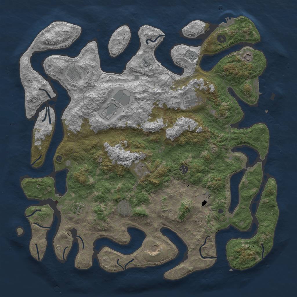 Rust Map: Procedural Map, Size: 5000, Seed: 91934, 16 Monuments