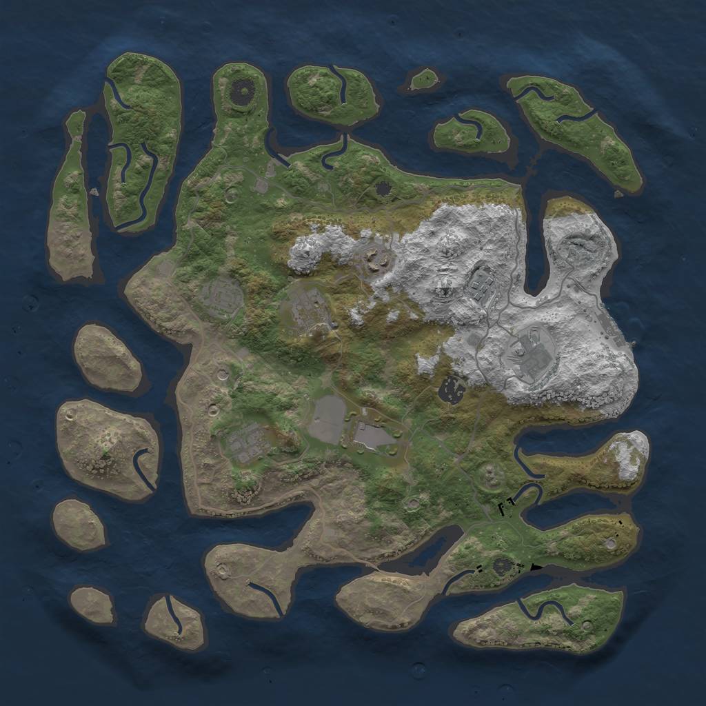 Rust Map: Procedural Map, Size: 4000, Seed: 12321258, 12 Monuments