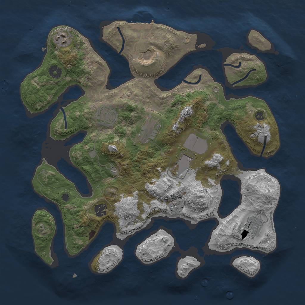 Rust Map: Procedural Map, Size: 3500, Seed: 9997611, 12 Monuments