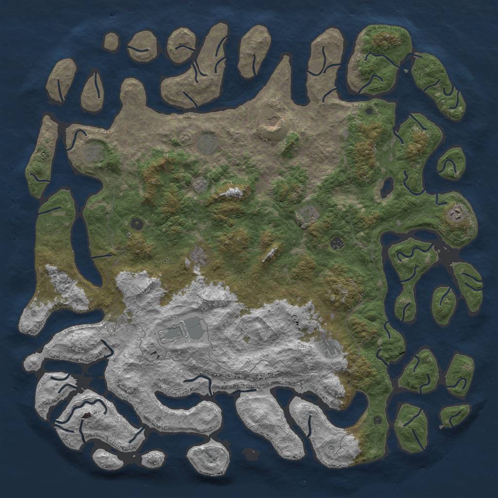 Rust Map: Procedural Map, Size: 6000, Seed: 12587467, 14 Monuments