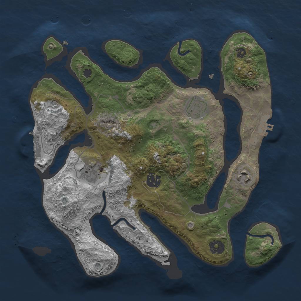 Rust Map: Procedural Map, Size: 3000, Seed: 352509379, 9 Monuments