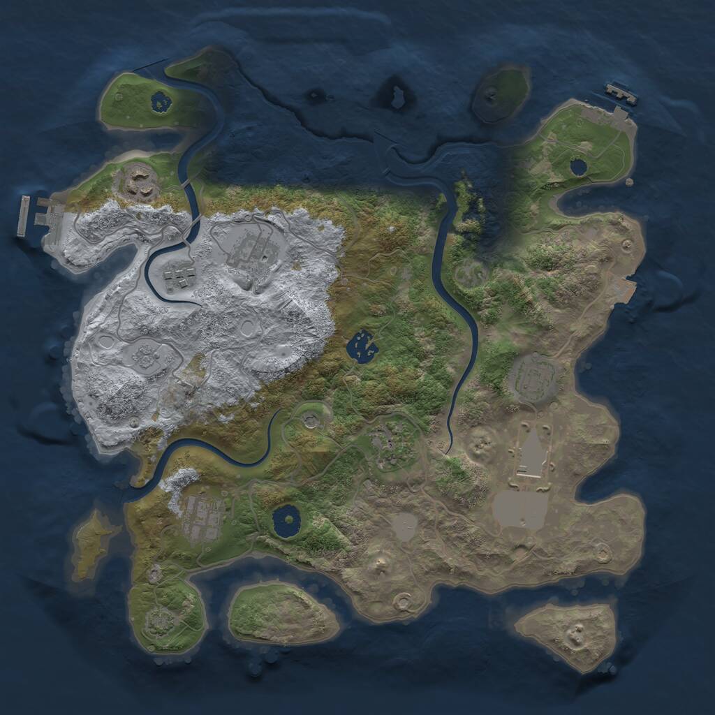 Rust Map: Procedural Map, Size: 3500, Seed: 35415641, 14 Monuments