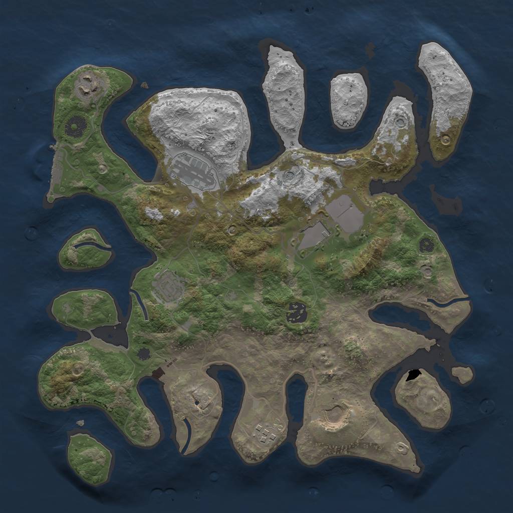 Rust Map: Procedural Map, Size: 3500, Seed: 562192, 11 Monuments