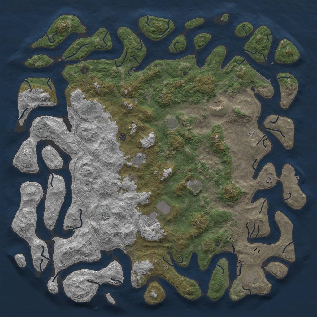 Rust Map: Procedural Map, Size: 6000, Seed: 23187, 16 Monuments