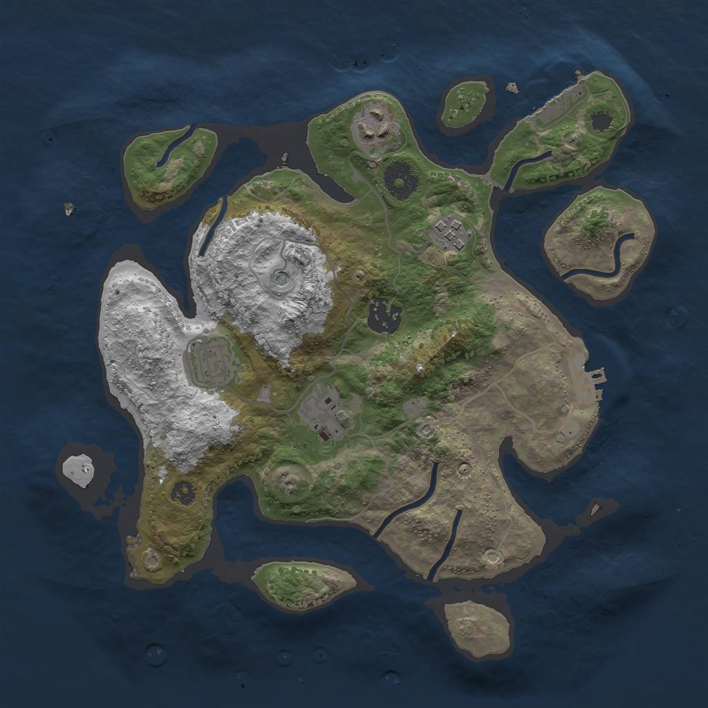 Rust Map: Procedural Map, Size: 3000, Seed: 829535434, 10 Monuments