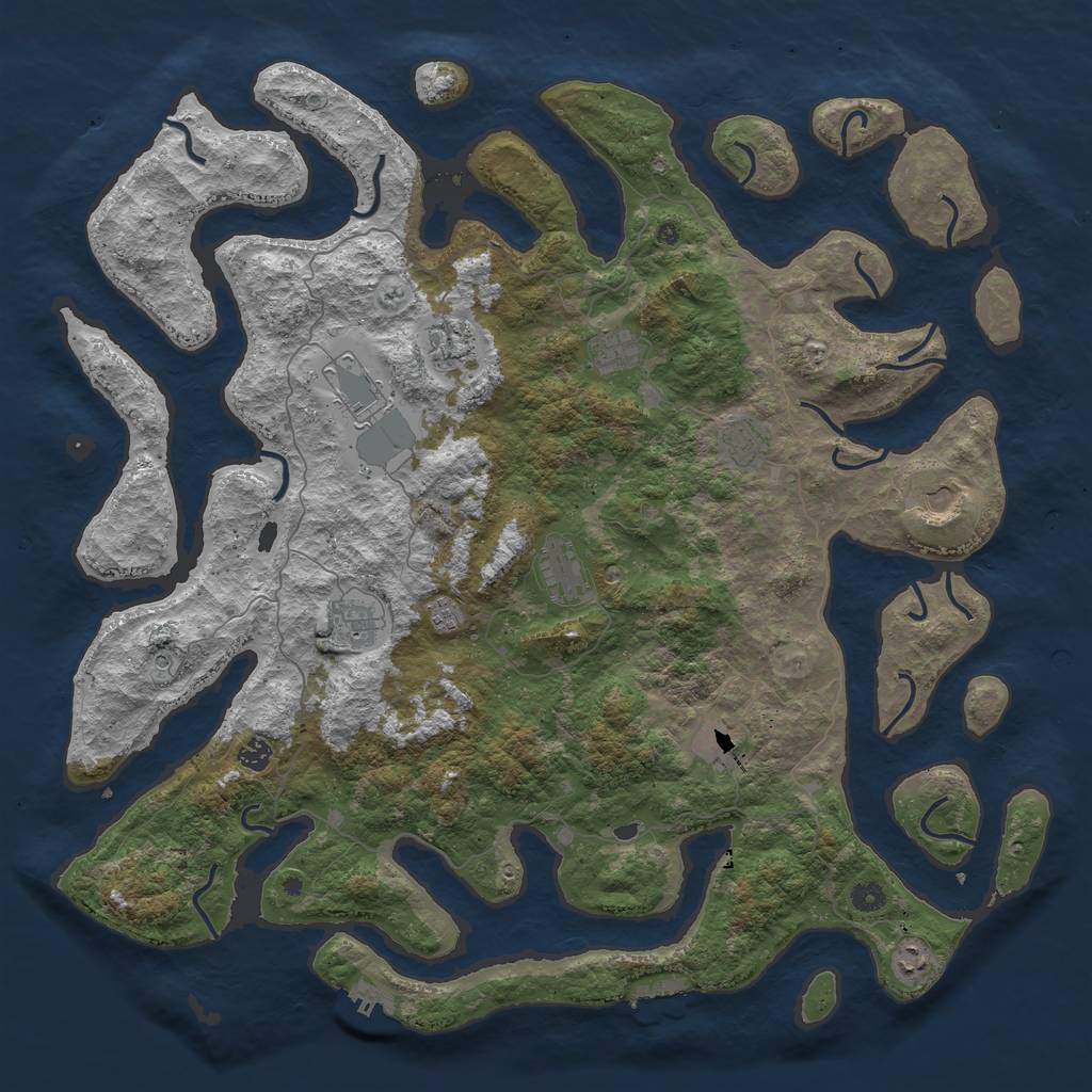 Rust Map: Procedural Map, Size: 5000, Seed: 5239, 16 Monuments