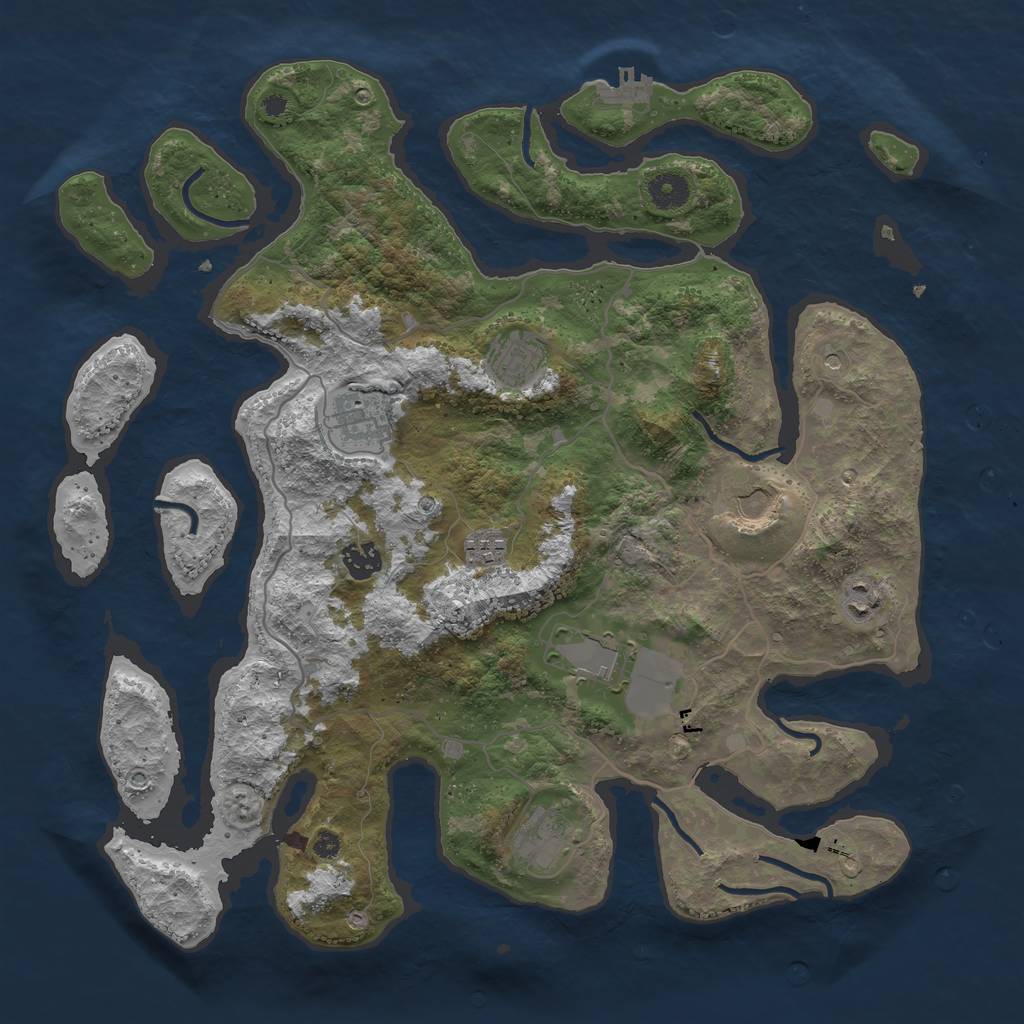 Rust Map: Procedural Map, Size: 4000, Seed: 852102942, 12 Monuments