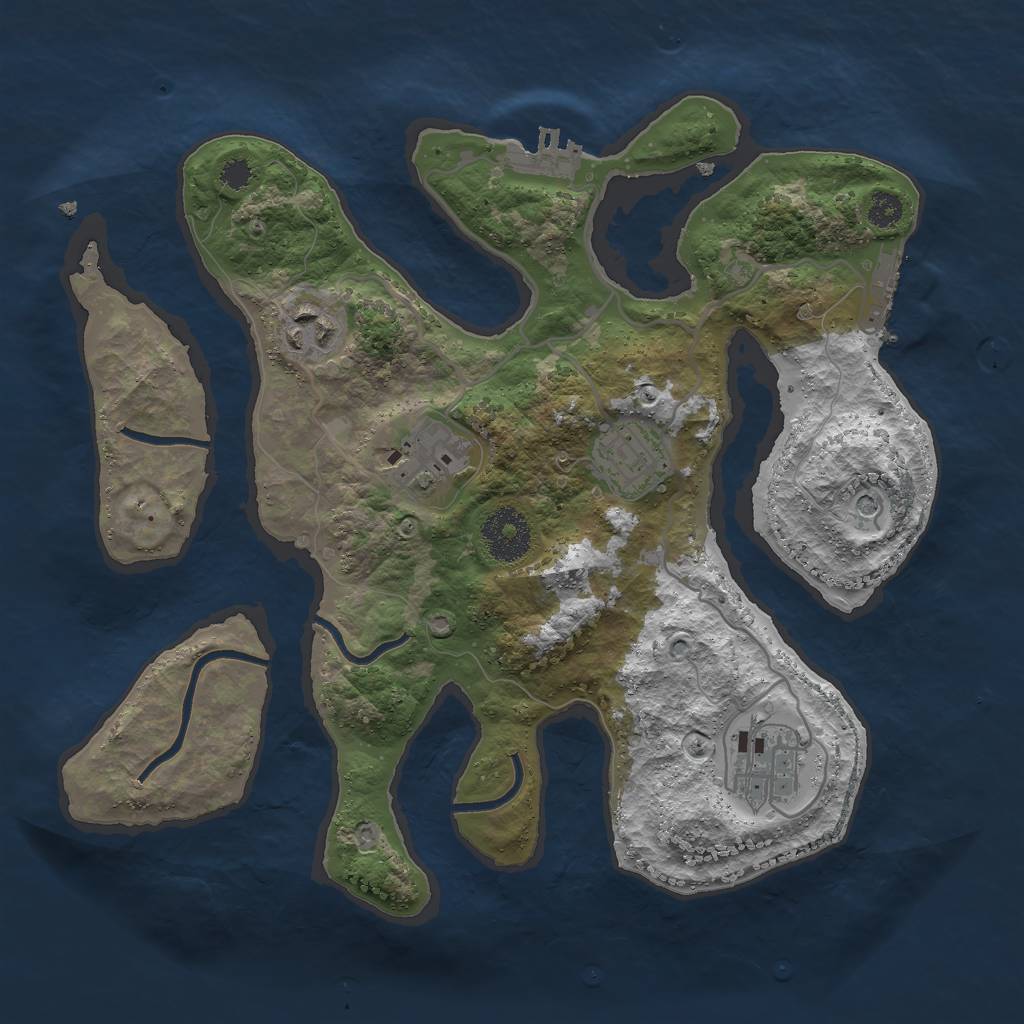 Rust Map: Procedural Map, Size: 3000, Seed: 312038, 9 Monuments