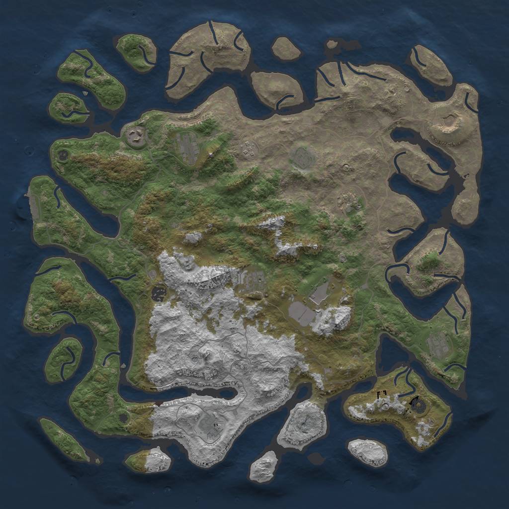 Rust Map: Procedural Map, Size: 5000, Seed: 13837, 15 Monuments