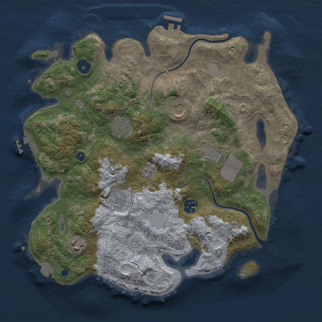 Rust Map: Procedural Map, Size: 3500, Seed: 51344, 13 Monuments