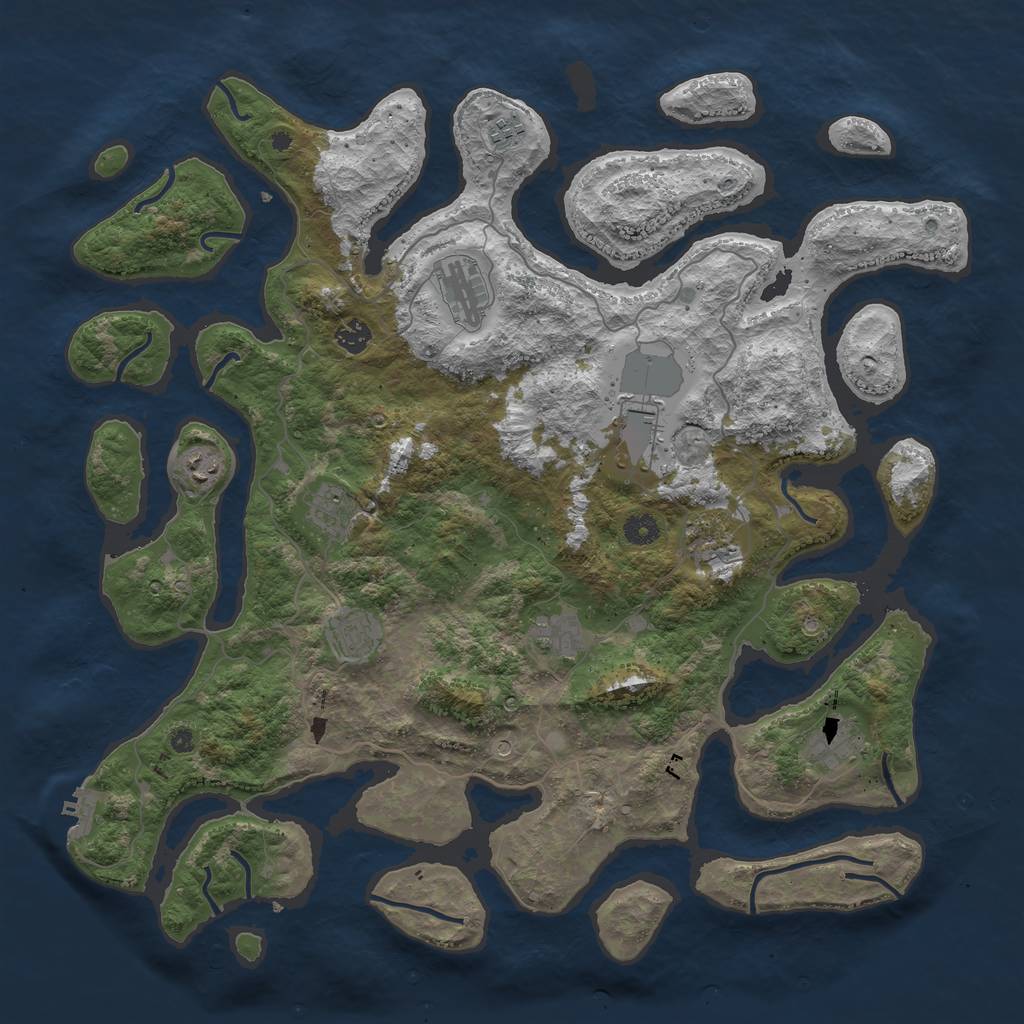 Rust Map: Procedural Map, Size: 4500, Seed: 1657657999, 14 Monuments