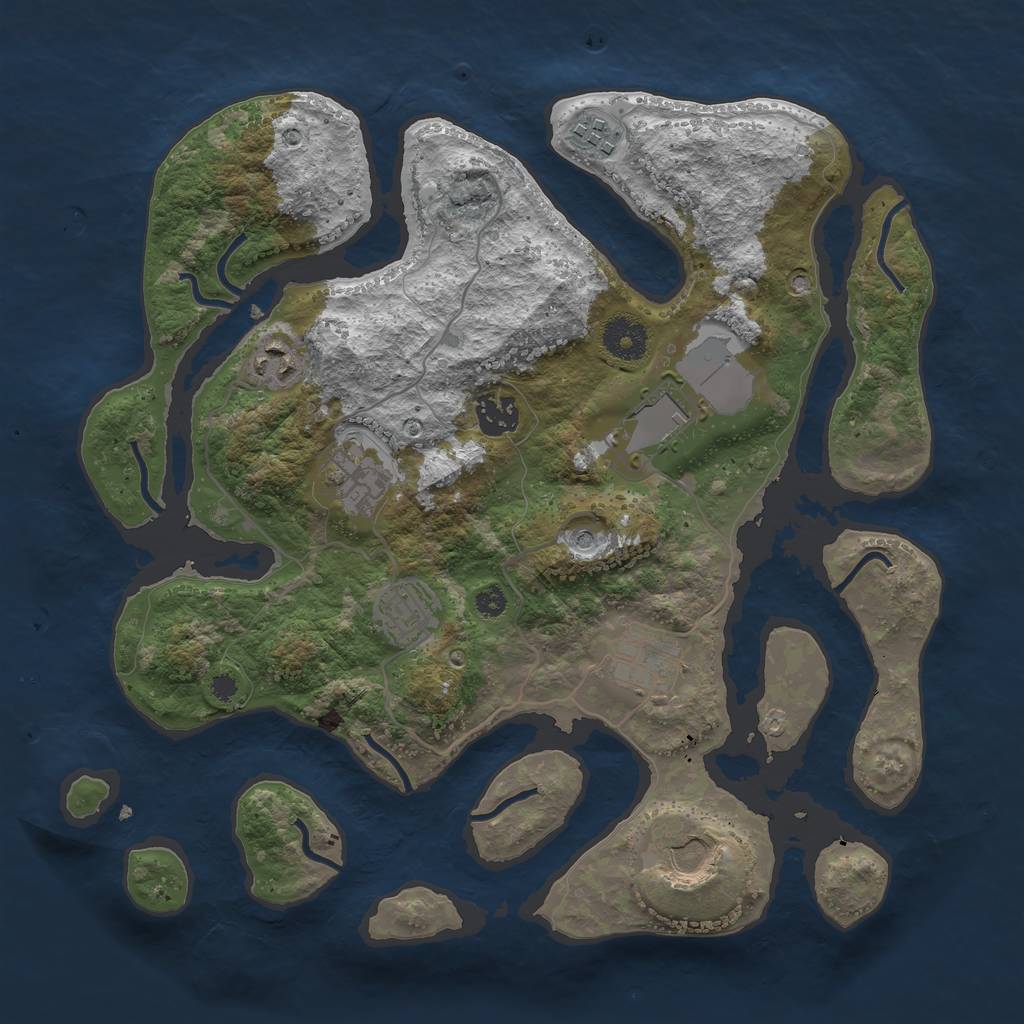 Rust Map: Procedural Map, Size: 3500, Seed: 75420, 11 Monuments