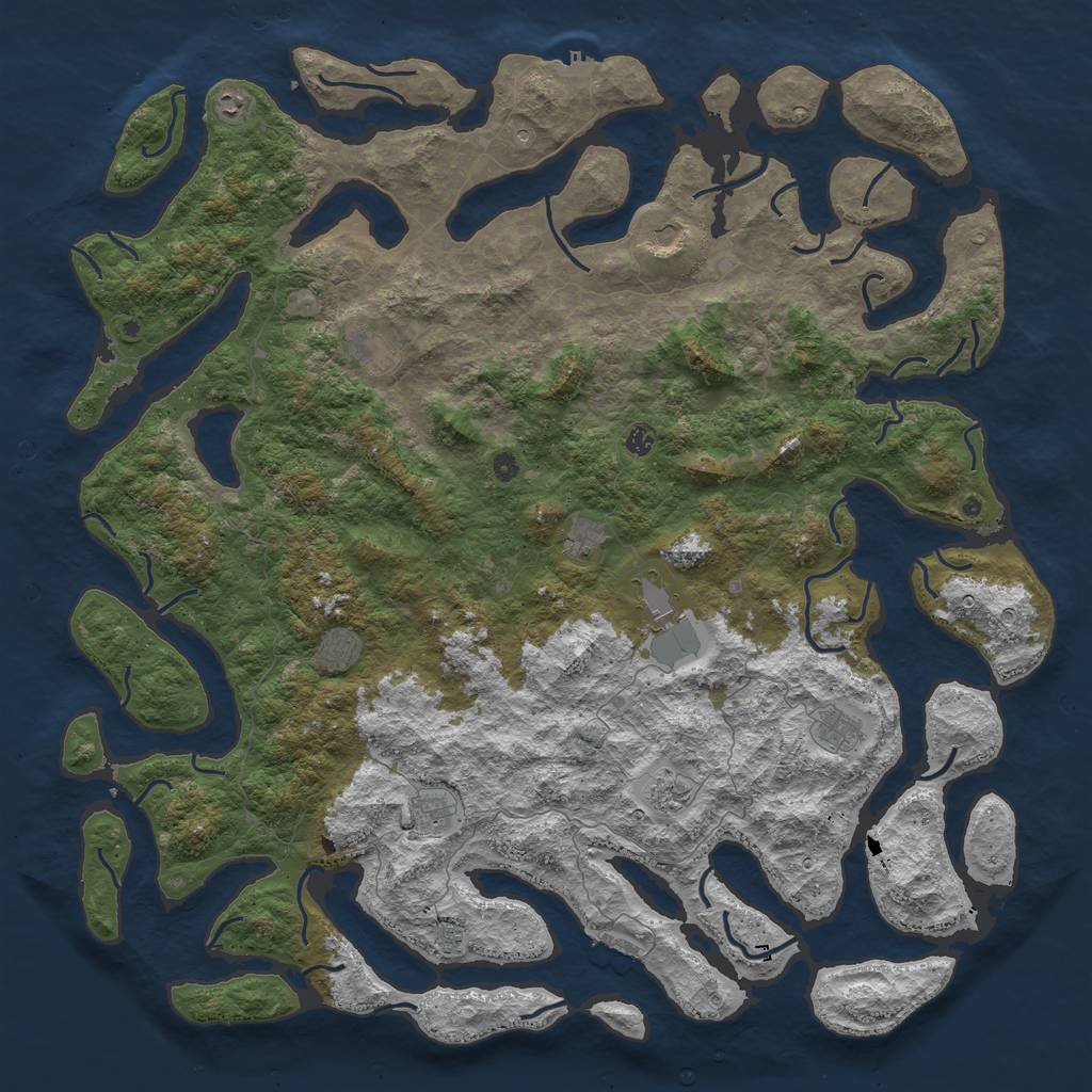 Rust Map: Procedural Map, Size: 6000, Seed: 1237601776, 16 Monuments