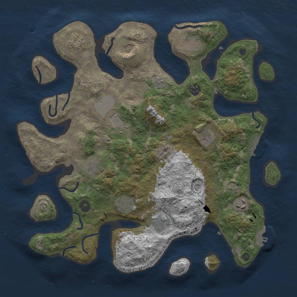 Rust Map: Procedural Map, Size: 3850, Seed: 182962291, 16 Monuments