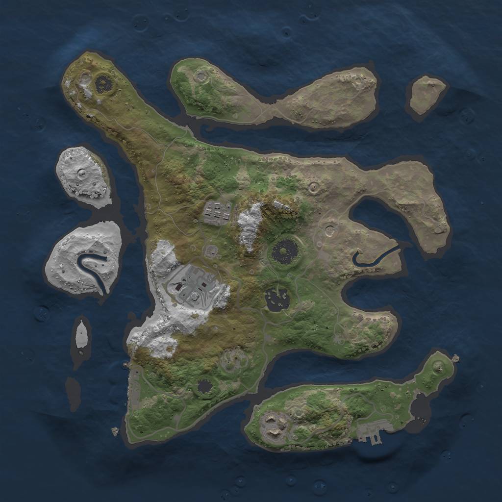 Rust Map: Procedural Map, Size: 3000, Seed: 973093, 9 Monuments